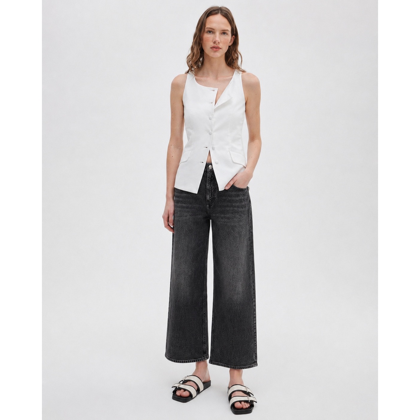 Rag & Bone Black Wide-Leg Denim Jumpsuit Pants